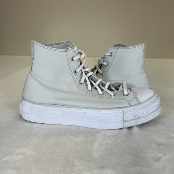 Converse Chuck Taylor All Star Lift High-top Platform Faux Leather Light Bone 10 - Picture 4 of 11